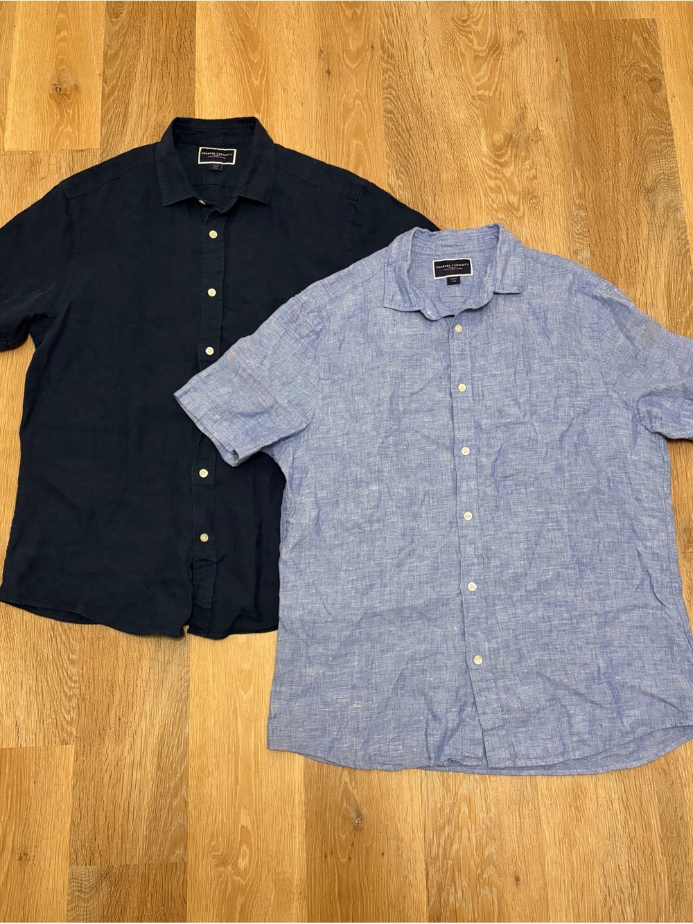 Charles Tyrwhitt Men's Slim Fit 100% Linen Short Sleeve Shirts Lot 2 Large
